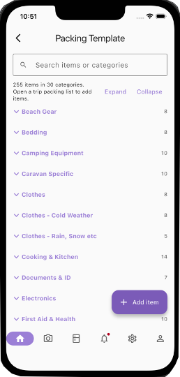 Packing template catalog